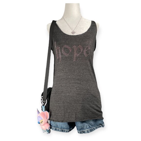 Avon Walk Breast Cancer Hope Tank Top Women’s XL Gray Rhinestone Y2K Graphic - Picture 1 of 5